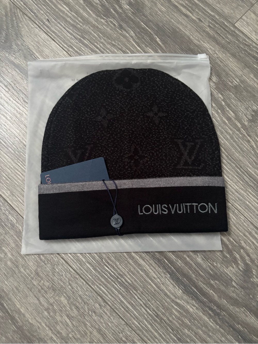 Louis Vuitton Black Monogram Beanie Hat